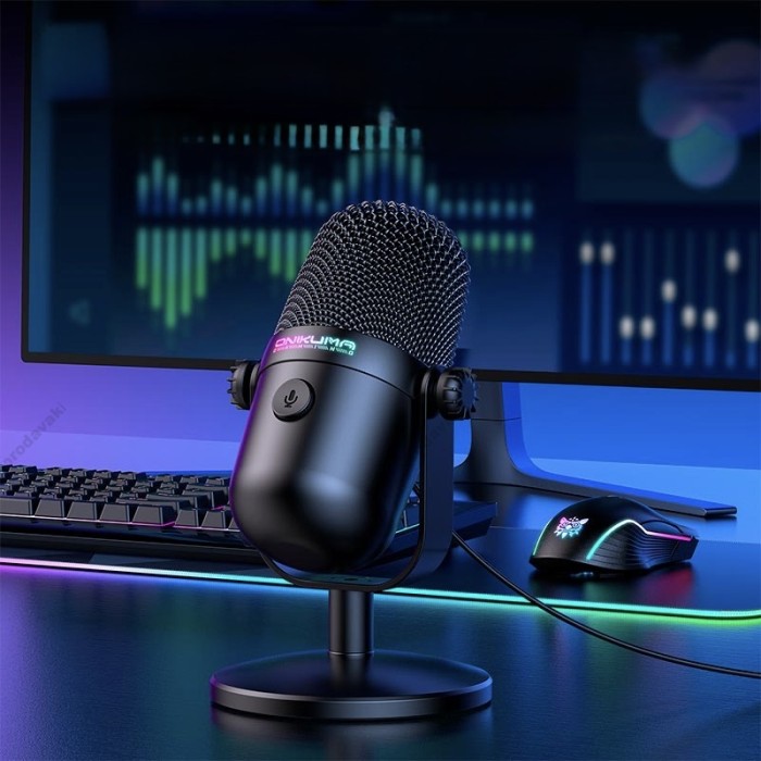 Мікрофон провідний настільний Onikuma M830 Condenser Gaming Microphone USB, RGB Black