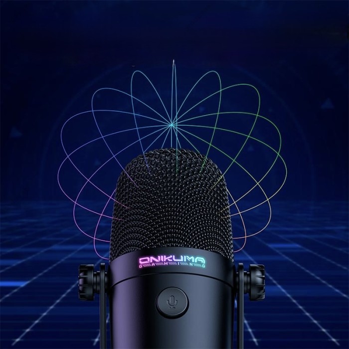 Мікрофон провідний настільний Onikuma M830 Condenser Gaming Microphone USB, RGB Black