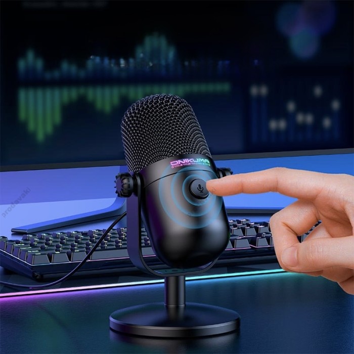Мікрофон провідний настільний Onikuma M830 Condenser Gaming Microphone USB, RGB Black