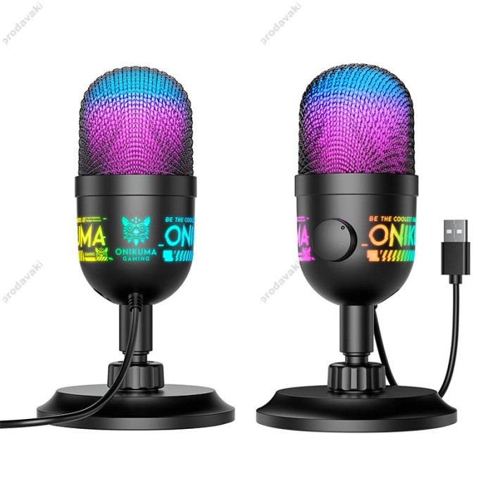 Мікрофон провідний настільний Onikuma M930 RGB microphone USB 1.8m Black