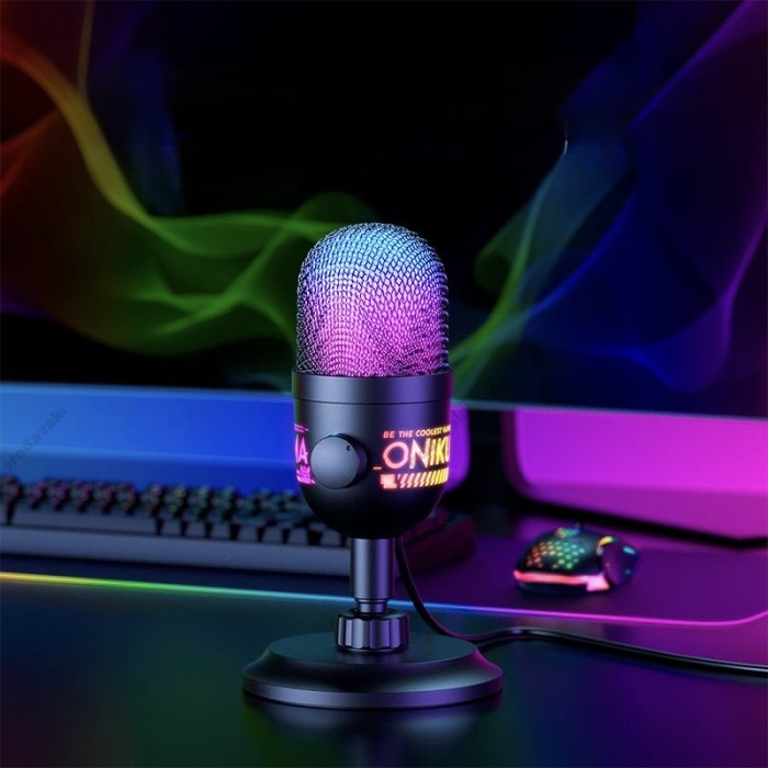 Мікрофон провідний настільний Onikuma M930 RGB microphone USB 1.8m Black
