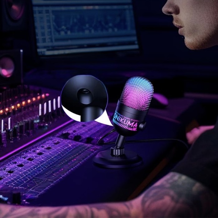 Мікрофон провідний настільний Onikuma M930 RGB microphone USB 1.8m Black