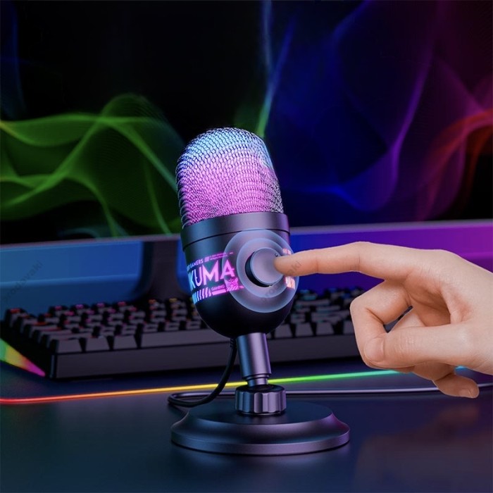 Мікрофон провідний настільний Onikuma M930 RGB microphone USB 1.8m Black