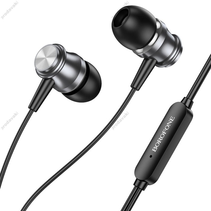 Дротові навушники BOROFONE BM75 Platinum metal universal earphones with microphone 3.5mm Grey