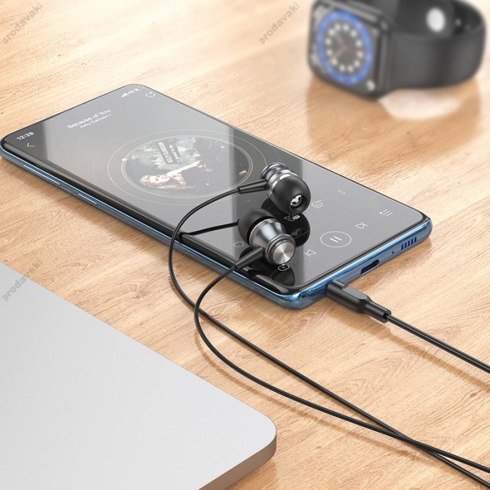 Дротові навушники BOROFONE BM75 Platinum metal universal earphones with microphone 3.5mm Grey