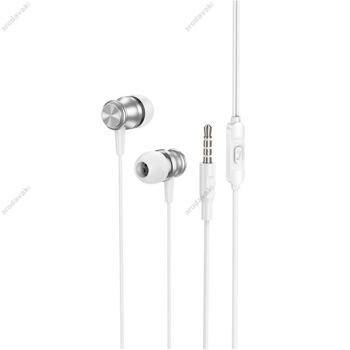 Дротові навушники BOROFONE BM75 Platinum metal universal earphones with microphone 3.5mm Silver