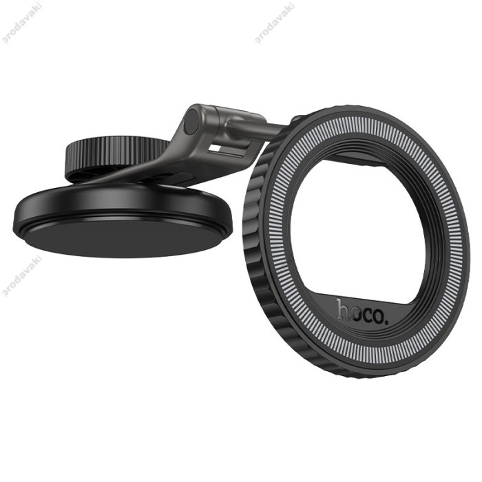 Автомобільний тримач Hoco H77 View folding magnetic ring car holder (center console) Black