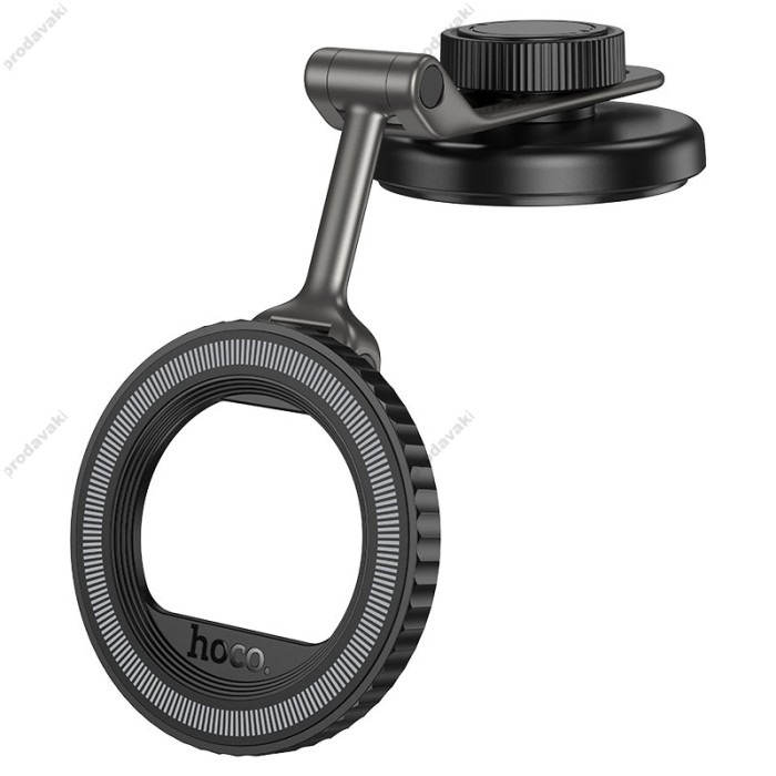 Автомобільний тримач Hoco H77 View folding magnetic ring car holder (center console) Black