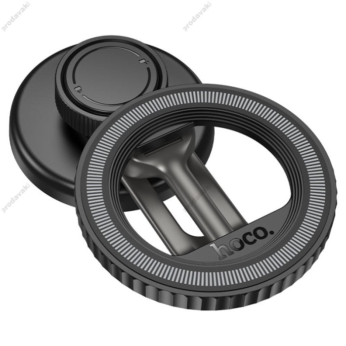 Автомобільний тримач Hoco H77 View folding magnetic ring car holder (center console) Black