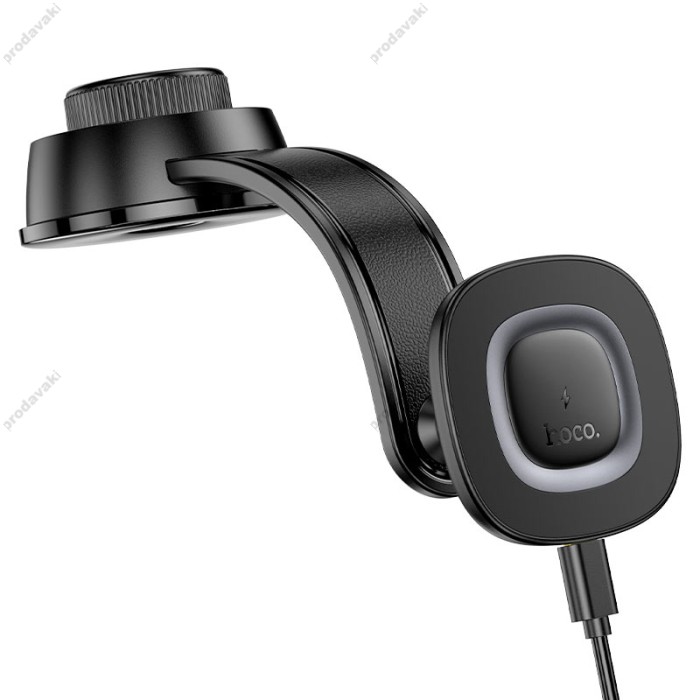 Автомобільний тримач із бездротовою зарядкою Hoco HW31 Crown magnetic wireless charging (center console) Black