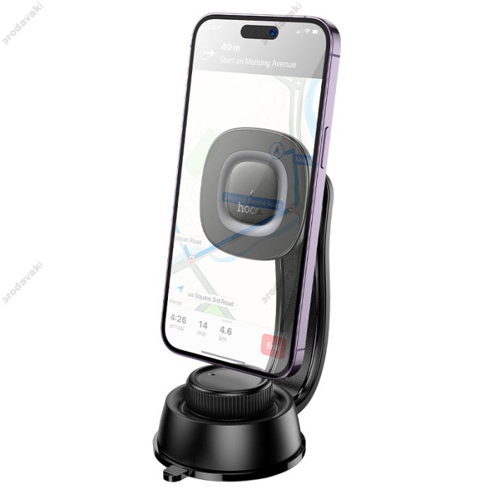 Автомобільний тримач із бездротовою зарядкою Hoco HW31 Crown magnetic wireless charging (center console) Black