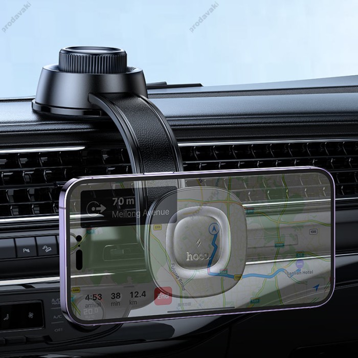 Автомобільний тримач із бездротовою зарядкою Hoco HW31 Crown magnetic wireless charging (center console) Black