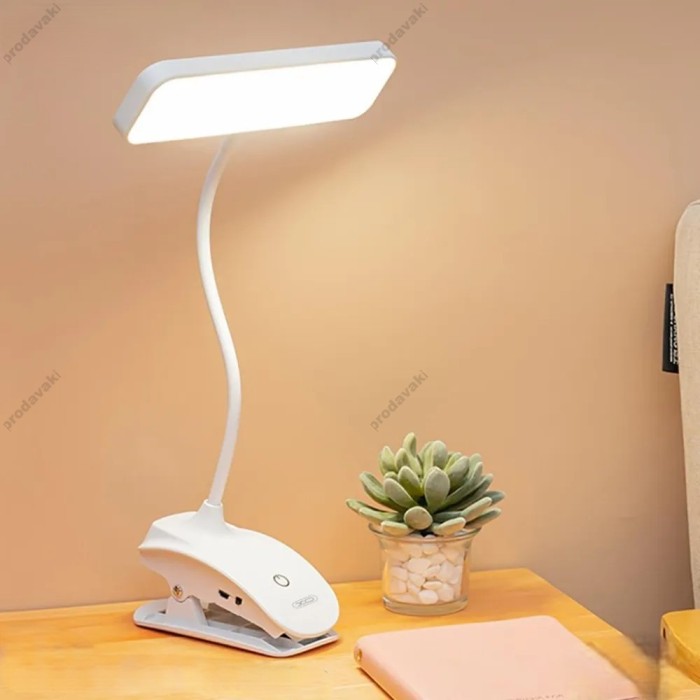 Настільна лампа XO OZ06В Desktop Bedside Tricolour Clip Desk Lamp 800mAh White