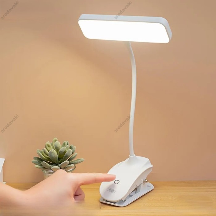 Настільна лампа XO OZ06В Desktop Bedside Tricolour Clip Desk Lamp 800mAh White