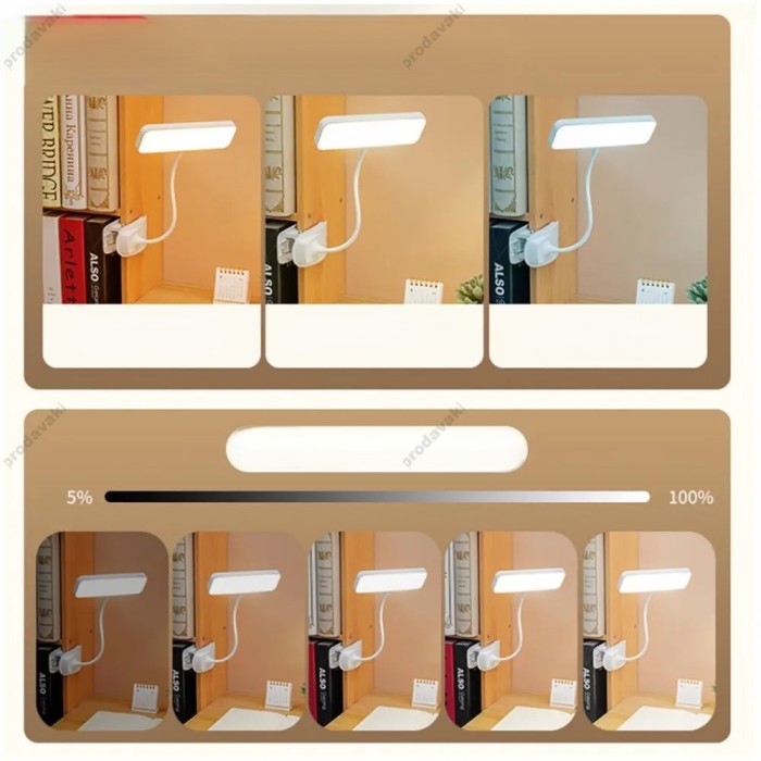 Настільна лампа XO OZ06В Desktop Bedside Tricolour Clip Desk Lamp 800mAh White