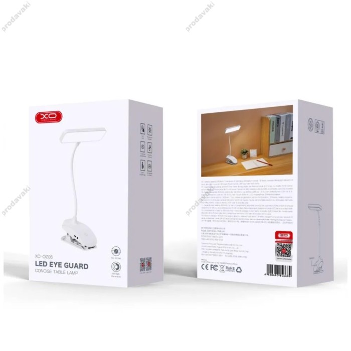 Настільна лампа XO OZ06В Desktop Bedside Tricolour Clip Desk Lamp 800mAh White