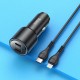 Автомобільний зарядний пристрій HOCO NZ3 Clear way dual port PD Car charger Lightning Cable 40W Black