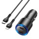 Автомобільний зарядний пристрій HOCO NZ3 Clear way dual port PD Car charger Lightning Cable 40W Black