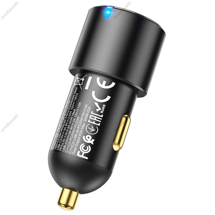 Автомобільний зарядний пристрій HOCO NZ6 QC3.0 PD 45W Black