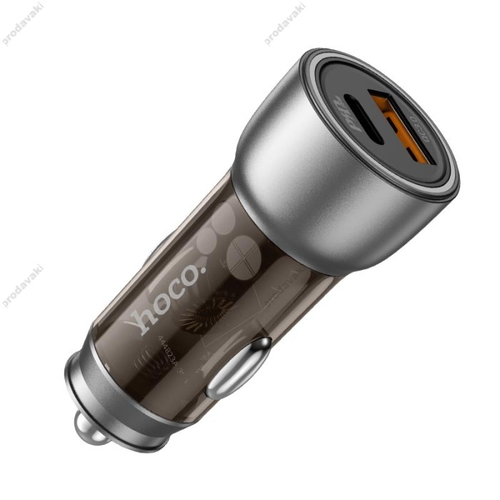 Автомобільний зарядний пристрій Hoco NZ8 Sprinter dual port Car charger Type-C Lightning 43W Brown