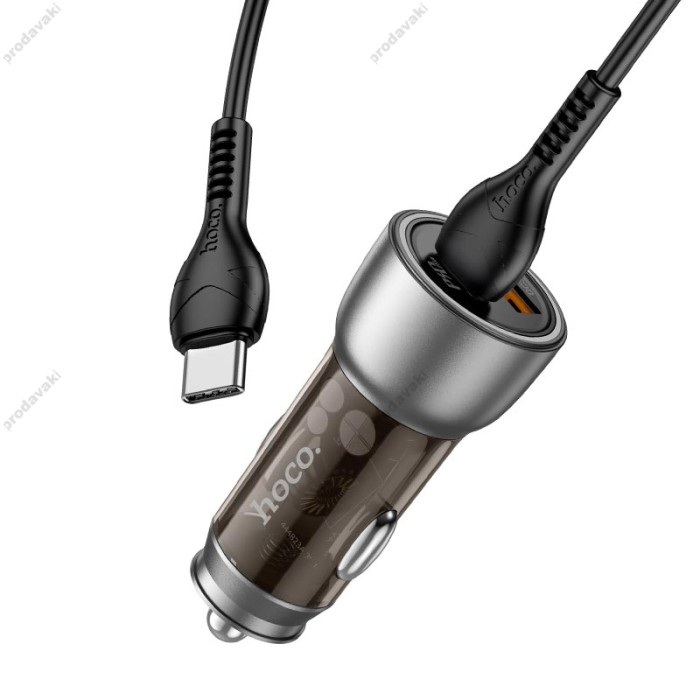 Автомобільний зарядний пристрій Hoco NZ8 Sprinter dual port Car charger Type-C to Type-C 43W Brown