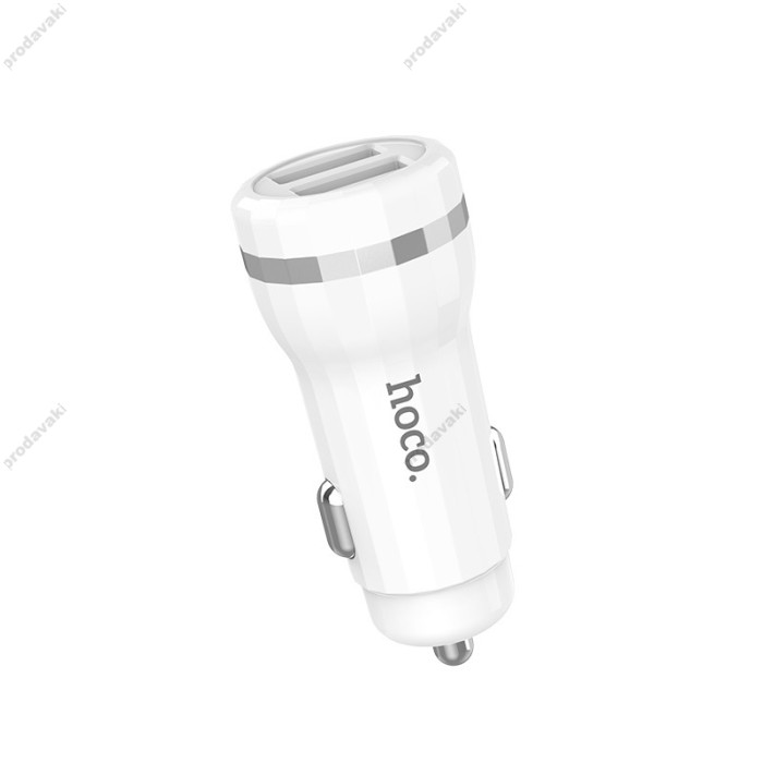 Автомобільний зарядний пристрій Hoco Z27 Lightning cable 2USB 2.4A White