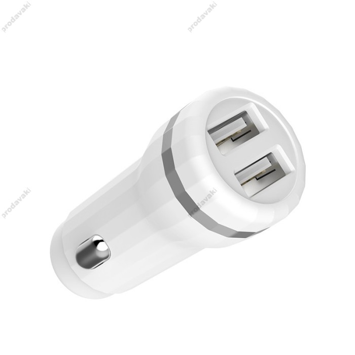Автомобільний зарядний пристрій Hoco Z27 Lightning cable 2USB 2.4A White