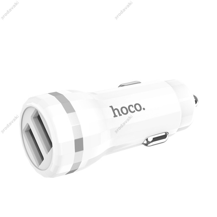 Автомобільний зарядний пристрій Hoco Z27 Lightning cable 2USB 2.4A White