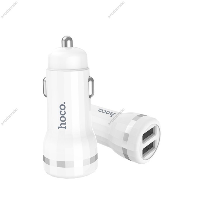 Автомобільний зарядний пристрій Hoco Z27 Lightning cable 2USB 2.4A White