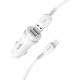 Автомобільний зарядний пристрій Hoco Z27 Lightning cable 2USB 2.4A White