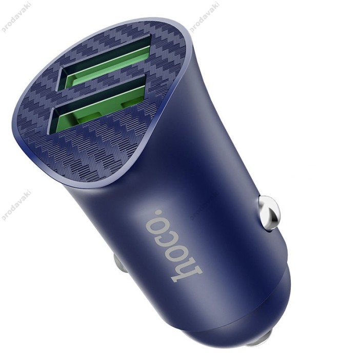 Автомобільний зарядний пристрій Hoco Z39 Farsighted QC3.0 + Type-C cable 18W Blue