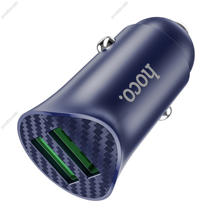 Автомобільний зарядний пристрій Hoco Z39 Farsighted QC3.0 + Type-C cable 18W Blue