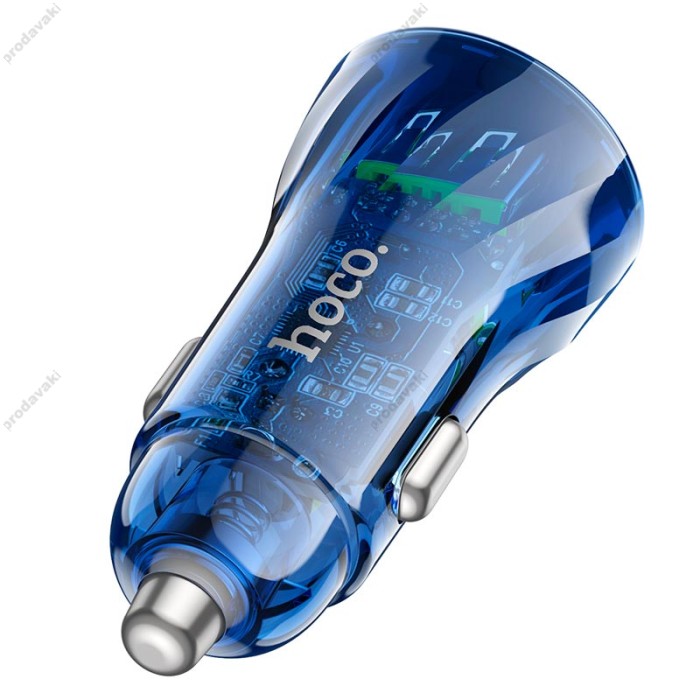 Автомобільний зарядний пристрій HOCO Z47 Transparent Discovery Edition 2USB 20W Blue
