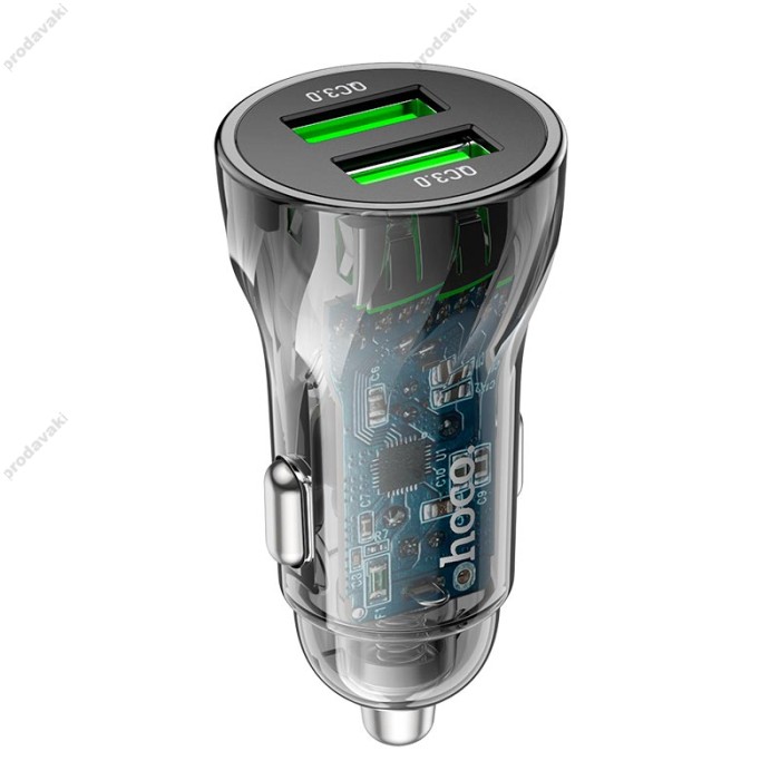 Автомобільний зарядний пристрій HOCO Z47 Transparent Discovery Edition Micro USB cable 20W Black