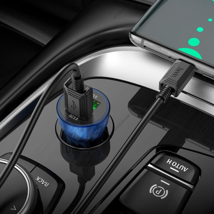 Автомобільний зарядний пристрій HOCO Z47 Transparent Discovery Edition 2USB 20W Blue