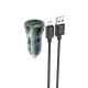 Автомобільний зарядний пристрій HOCO Z47 Transparent Discovery Edition Micro USB cable 20W Black