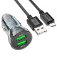 Автомобільний зарядний пристрій HOCO Z47 Transparent Discovery Edition Micro USB cable 20W Black