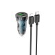 Автомобільний зарядний пристрій Hoco Z47A Transparent Discovery Edition Lightning Cable 30W Black