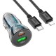 Автомобільний зарядний пристрій Hoco Z47A Transparent Discovery Edition Lightning Cable 30W Black
