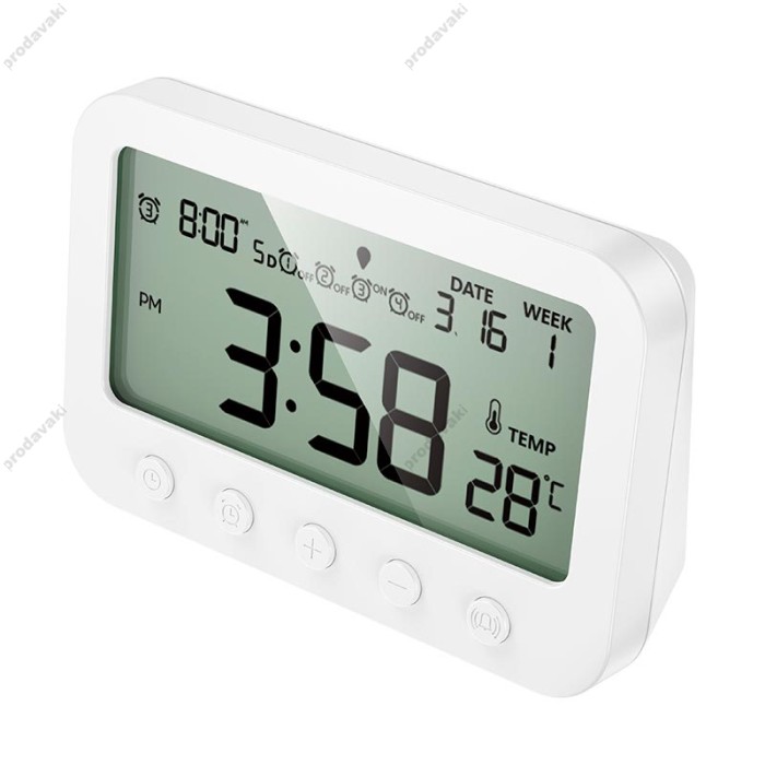 Цифровий термометр гігрометр Hoco HX44 Indoor digital alarm clock with thermometer White