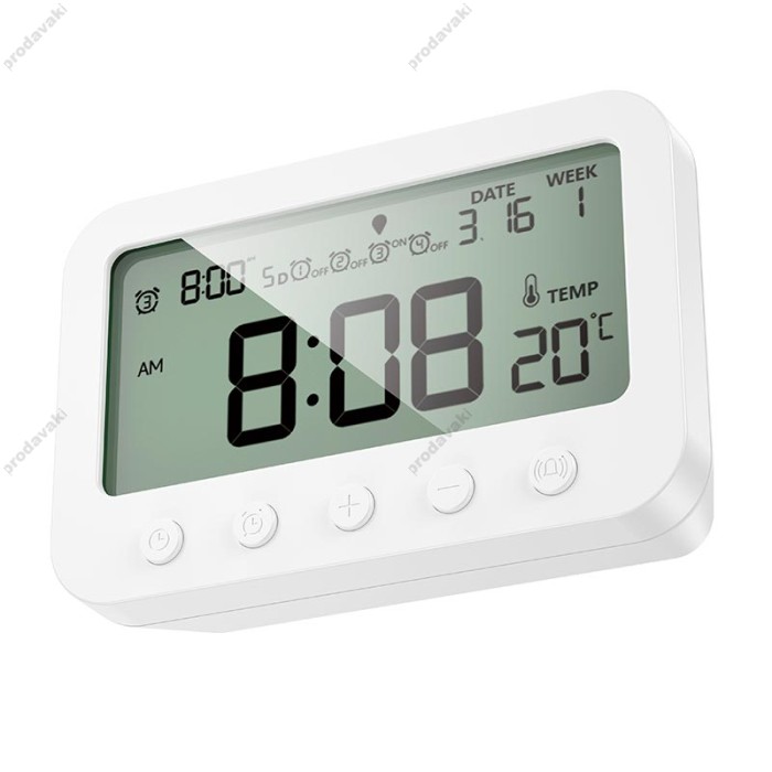 Цифровий термометр гігрометр Hoco HX44 Indoor digital alarm clock with thermometer White