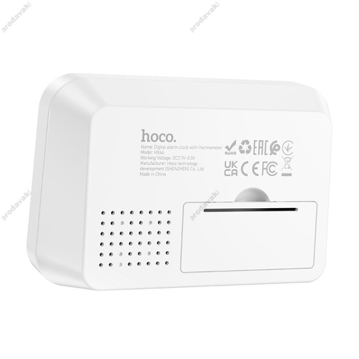 Цифровий термометр гігрометр Hoco HX44 Indoor digital alarm clock with thermometer White