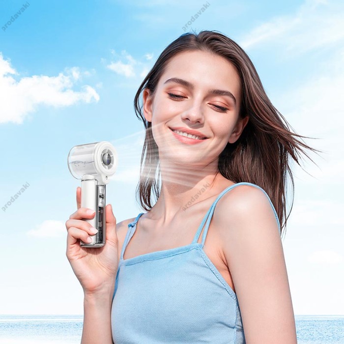 Портативний міні вентилятор Hoco HX613 handheld fan with spray 100 Levels White