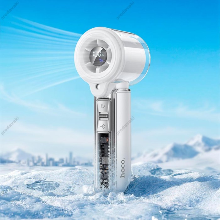 Портативний міні вентилятор Hoco HX613 handheld fan with spray 100 Levels White
