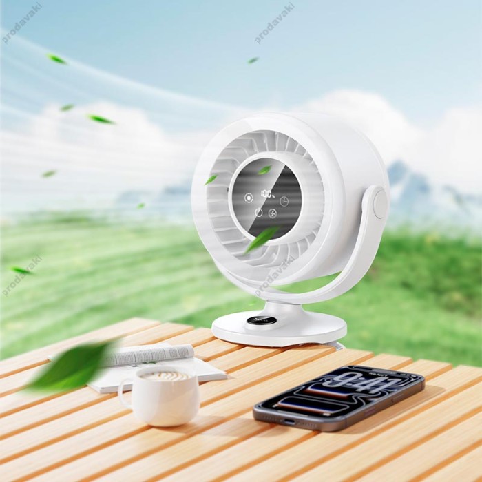 Портативний вентилятор HOCO HX608 clip mount fan 5 Levels White