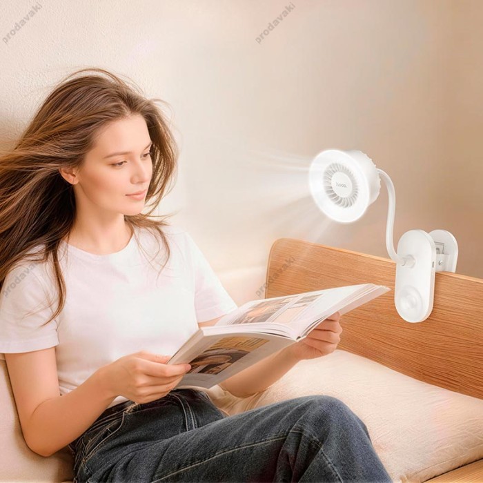 Портативний вентилятор HOCO HX610 clip mount fan 3 Levels White