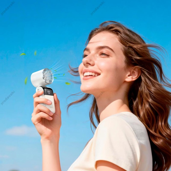 Портативний вентилятор HOCO HX606 mini portable fan 100 Levels Beige