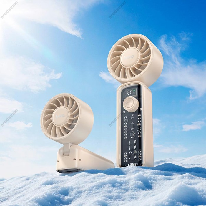 Портативний вентилятор HOCO HX602 transparent portable fan 100 Levels Beige