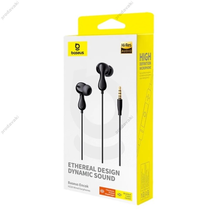 Дротові навушники Baseus Encok HZ20 Wired Earphones 3.5mm Black A00171500113-00