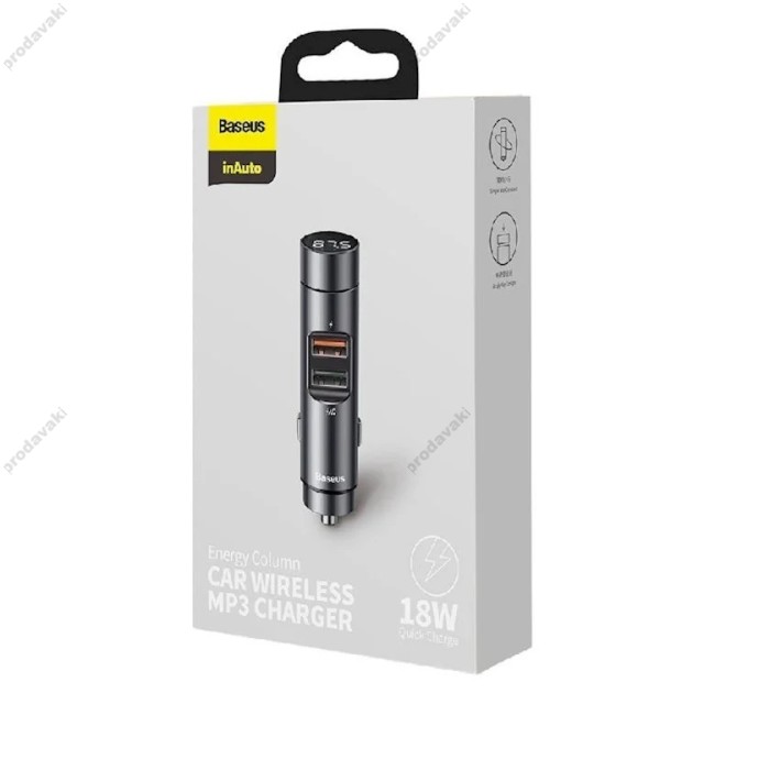 FM - трансмітер Baseus Energy Column Car Wireless MP3 Charger 18W (CCNLZ-C0G)